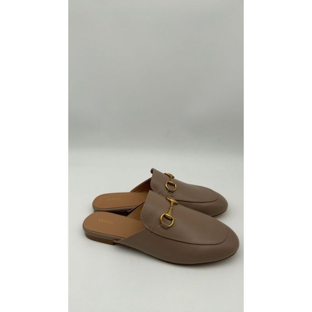 NIB Quince Taupe Loafers with Gold Accents - Picture 2 of 2